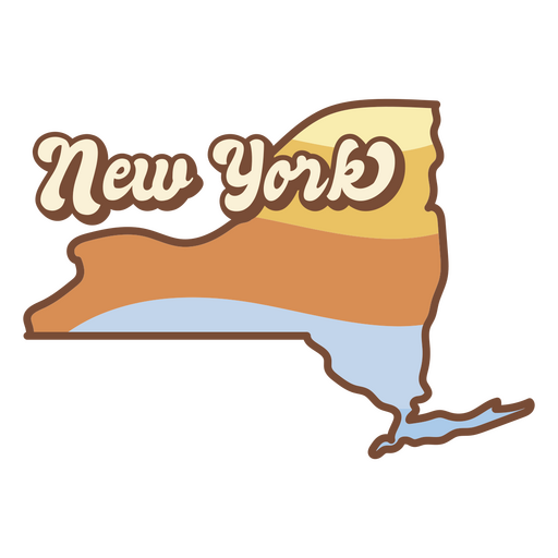 Karte des Staates New York mit einem Sonnenuntergang im Hintergrund PNG-Design