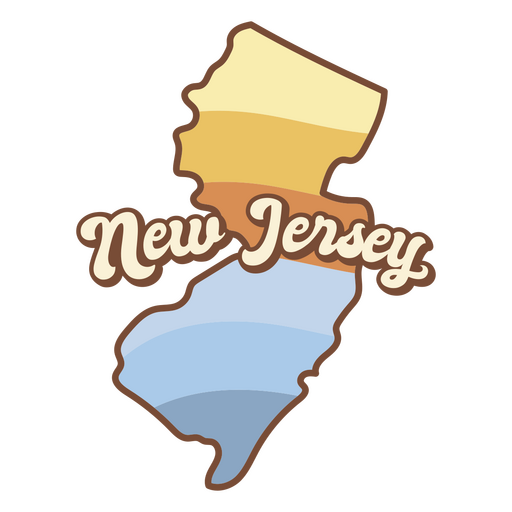 Mapa de Nova Jersey com as palavras Nova Jersey Desenho PNG