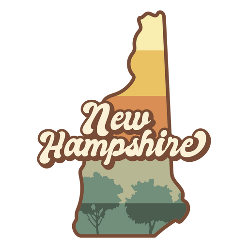 Adesivo de New Hampshire com árvores e as palavras New Hampshire Desenho PNG