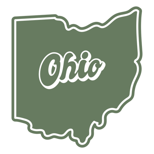O estado de Ohio é mostrado em um fundo verde Desenho PNG