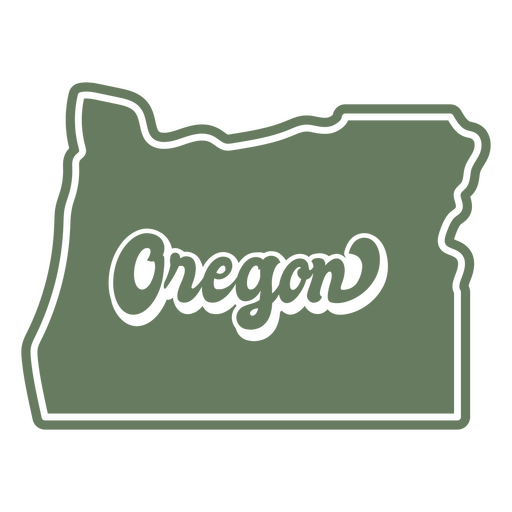 O estado de Oregon é mostrado em um fundo verde Desenho PNG