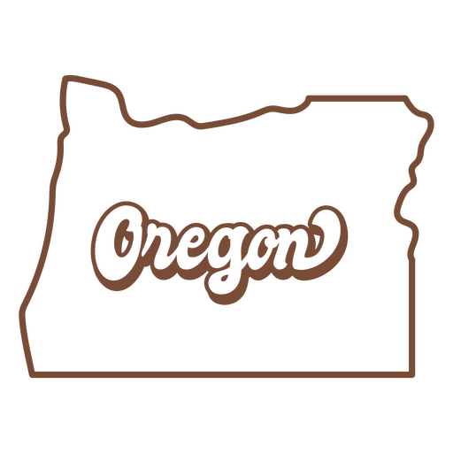 El mapa del estado de Oregon en marr?n. Diseño PNG