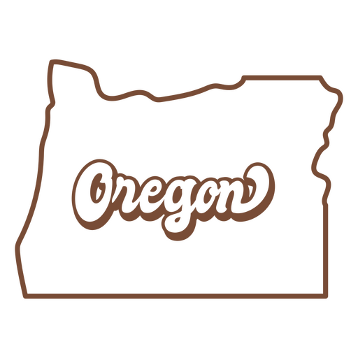 El mapa del estado de Oregon en marrón. Diseño PNG