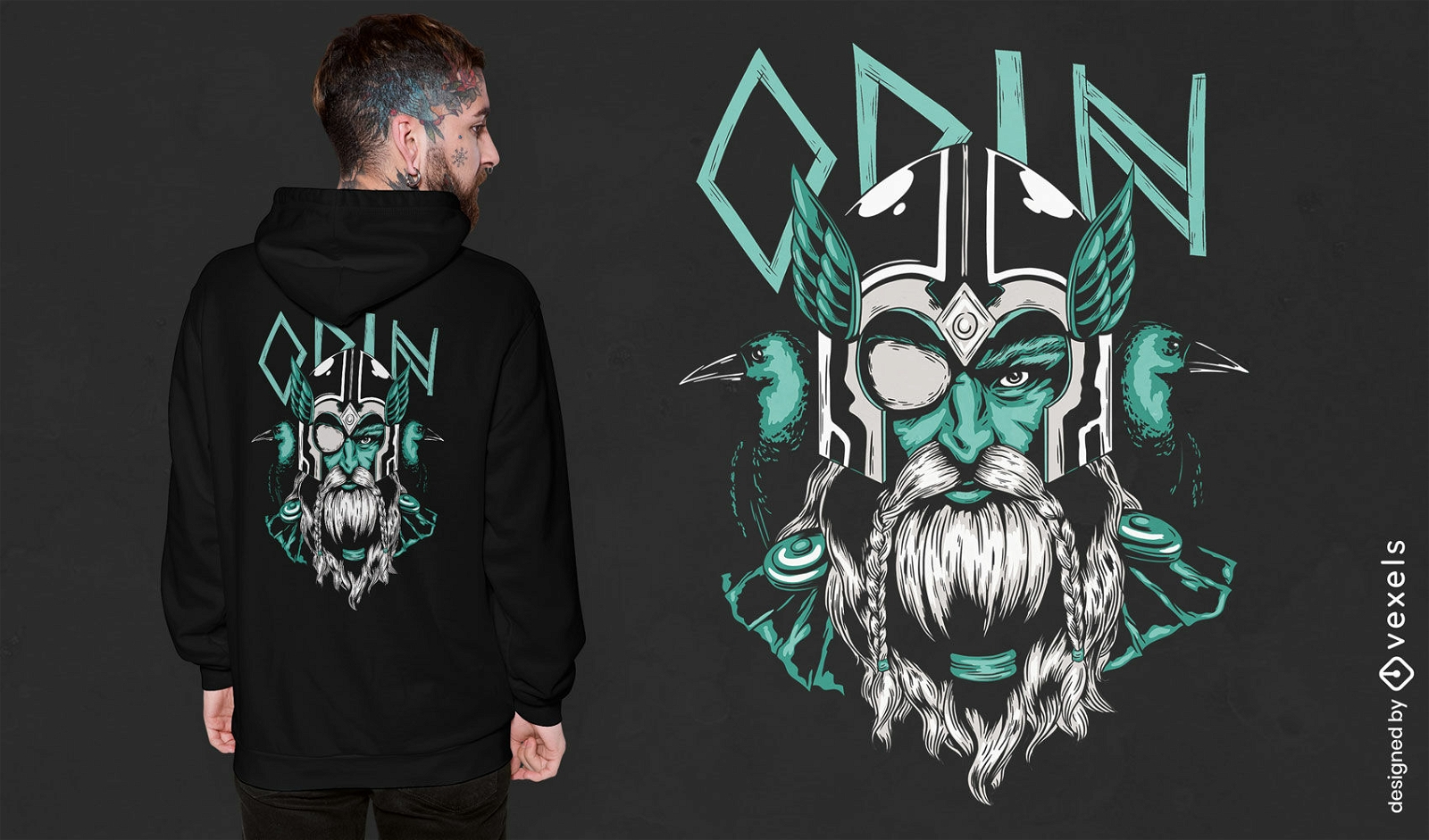 Diseño de camiseta de dios nórdico Odin