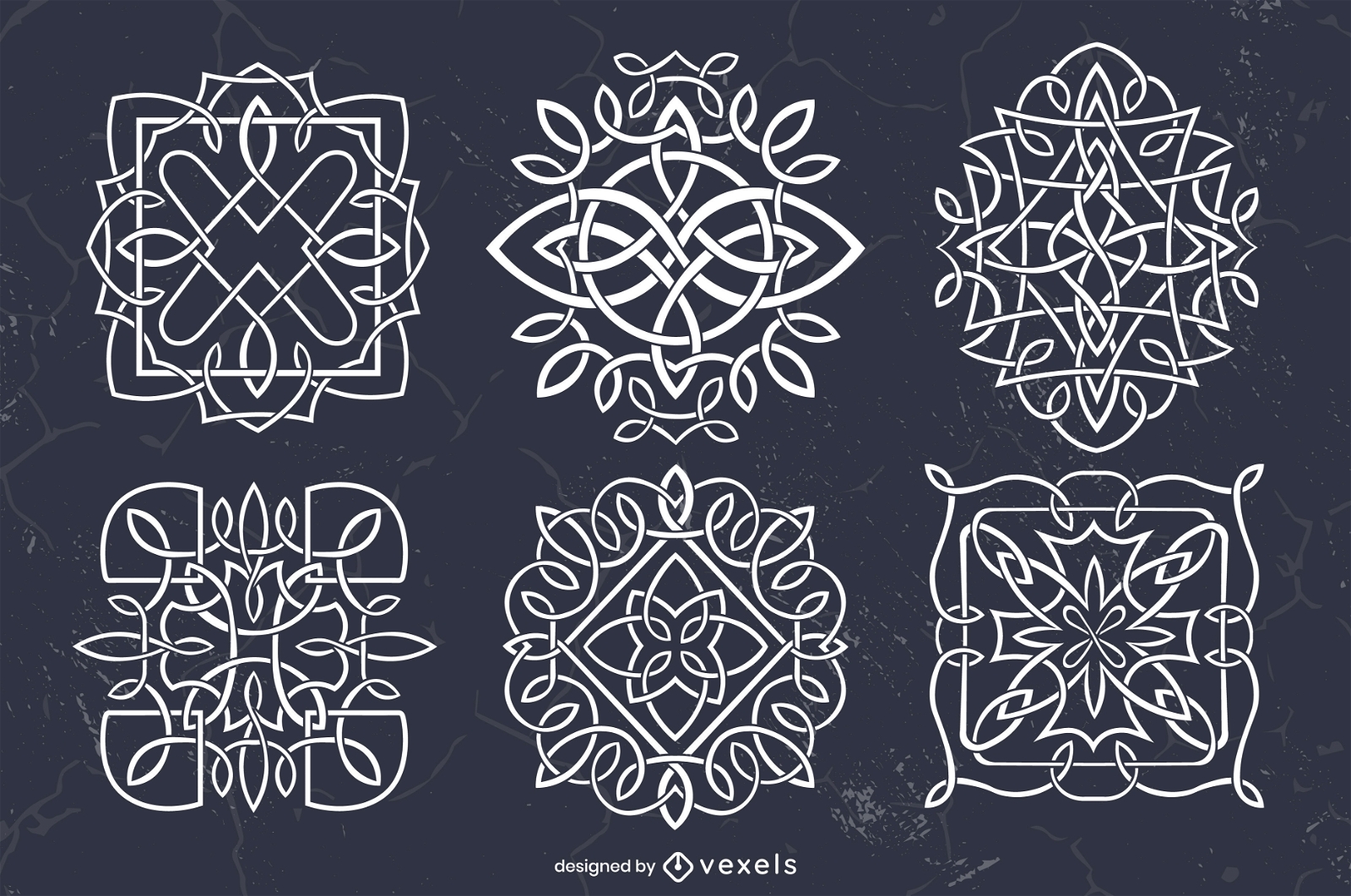 Conjunto de desenhos de símbolos antigos de nó celta