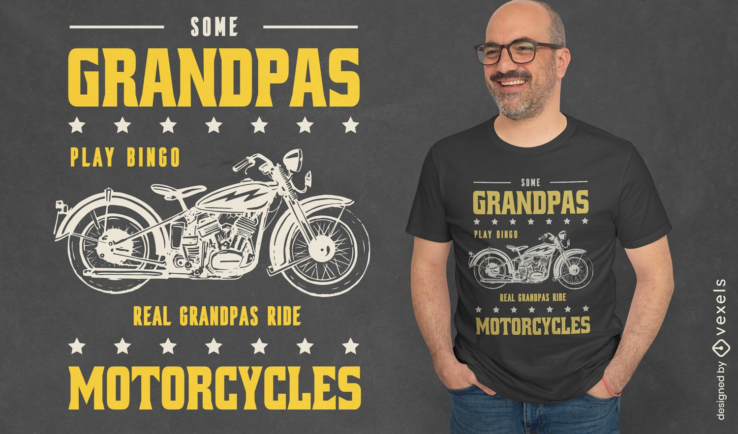 Diseño de camiseta de cita de motocicleta de abuelo