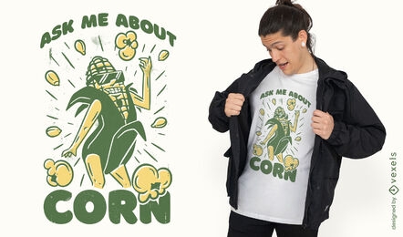 Corn food character t-shirt design
