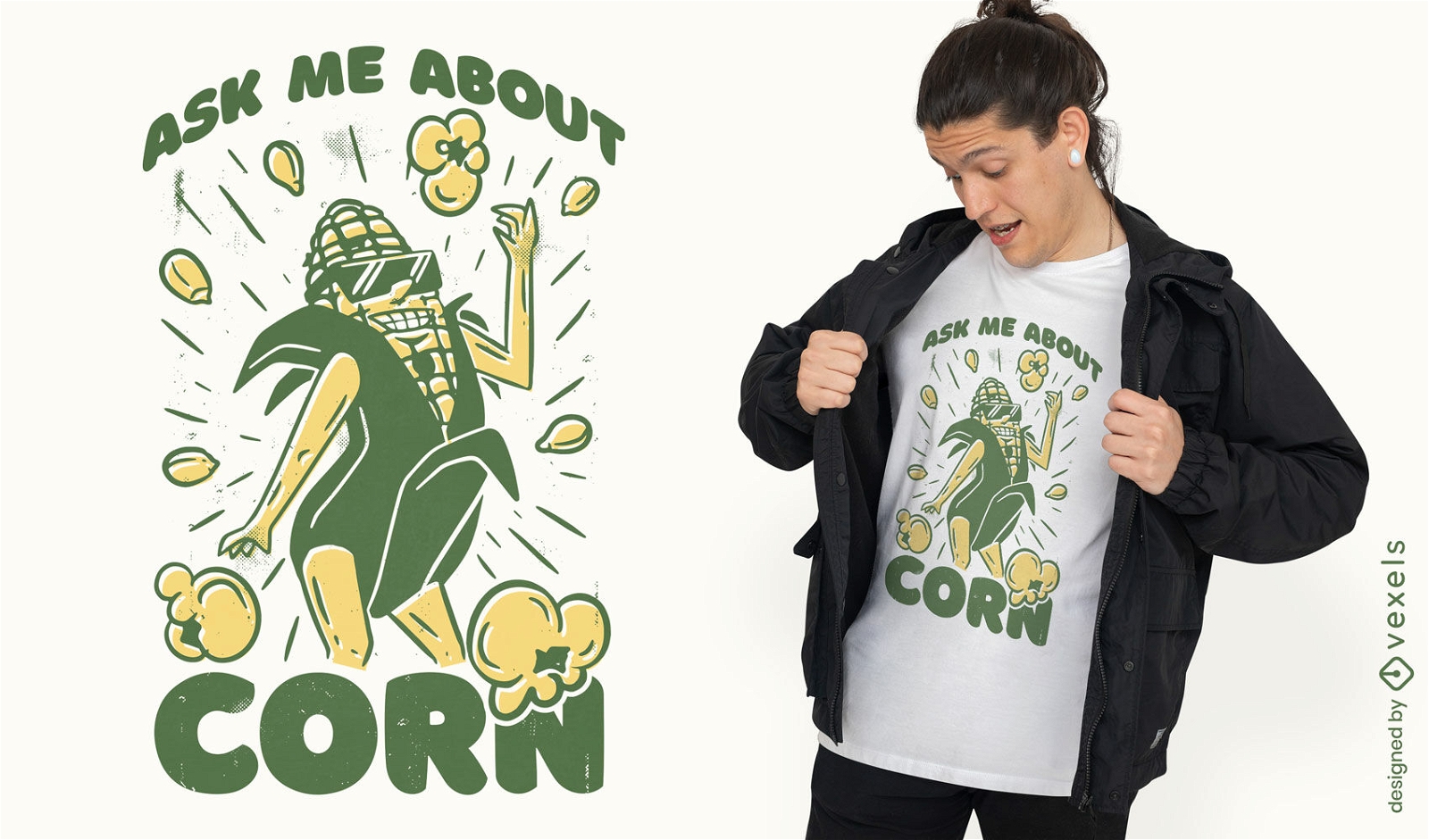 Corn food character t-shirt design