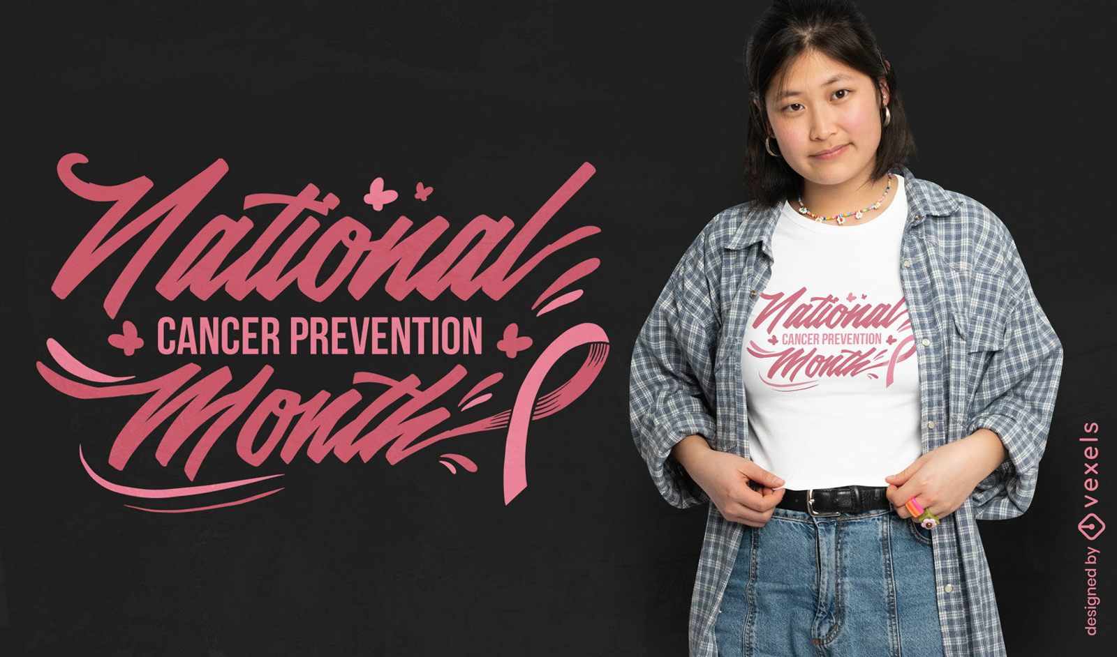 Design de camiseta com citação do mês de prevenção do câncer