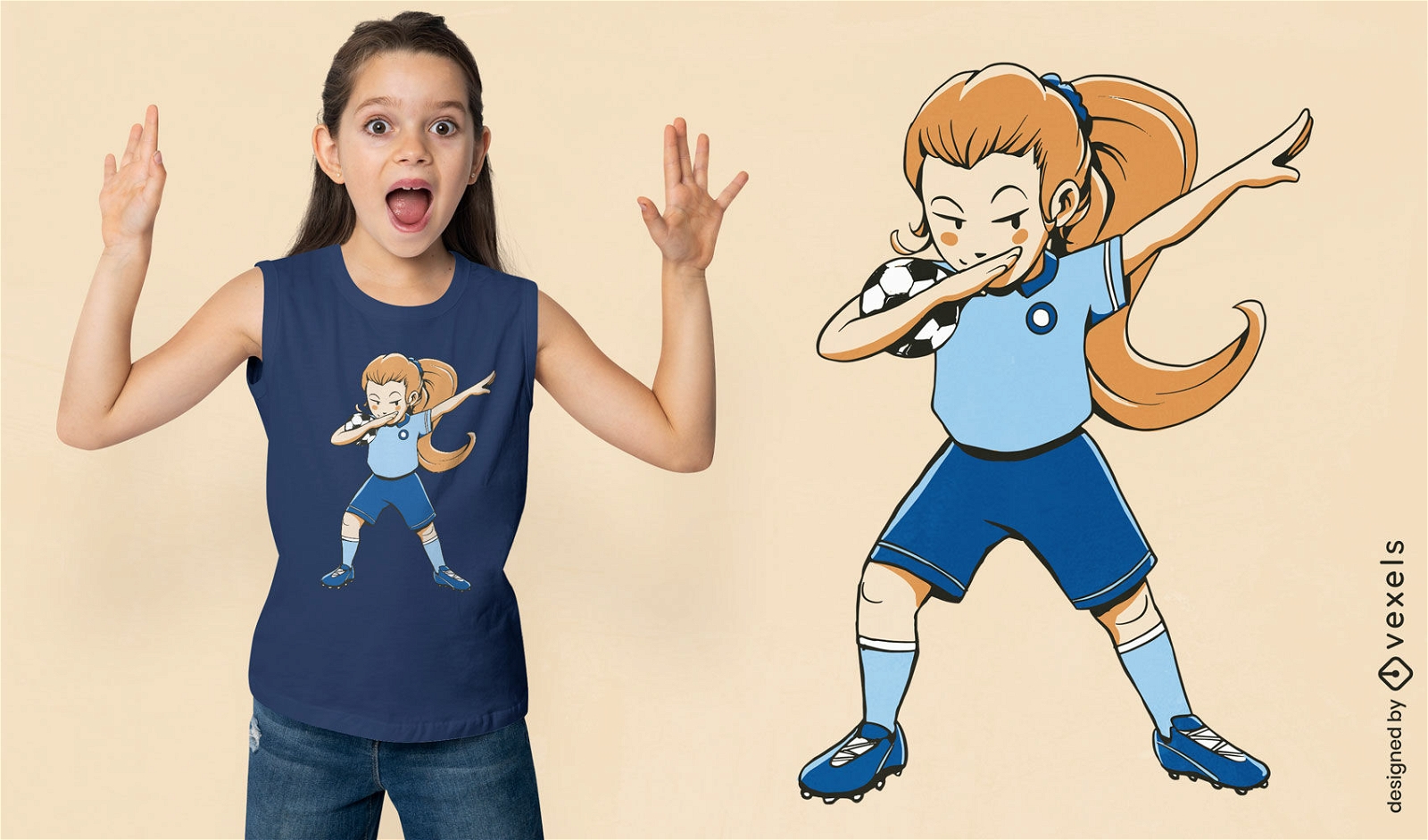 Diseño de camiseta de dabbing de chica de fútbol