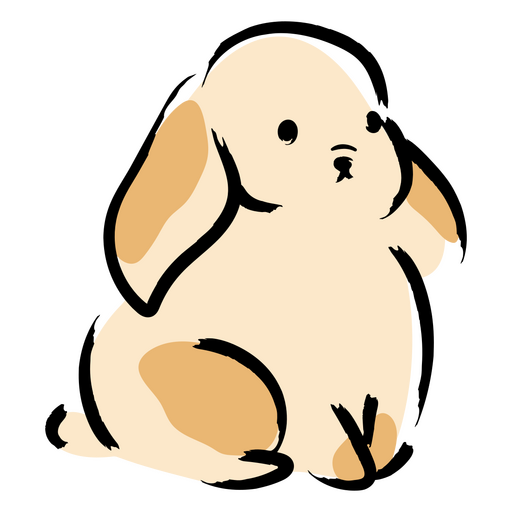 Cartoon bunny sitting down PNG Design