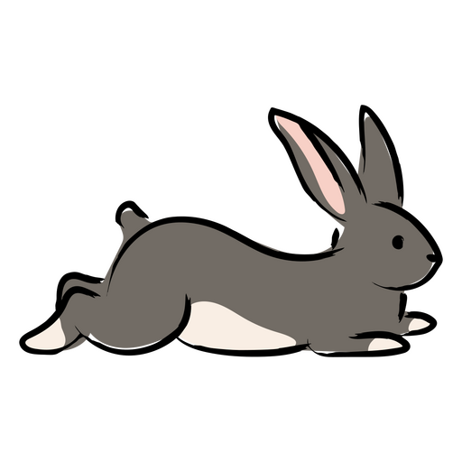 Gray rabbit laying down PNG Design