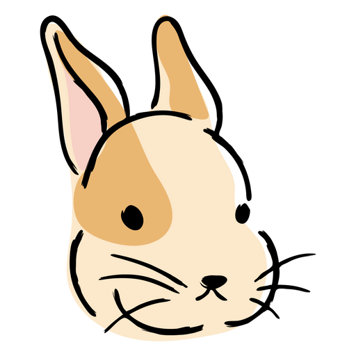 Cabeza de conejo de dibujos animados con manchas marrones Diseño PNG