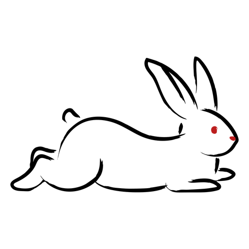 Ilustração minimalista de coelho com detalhes em vermelho Desenho PNG