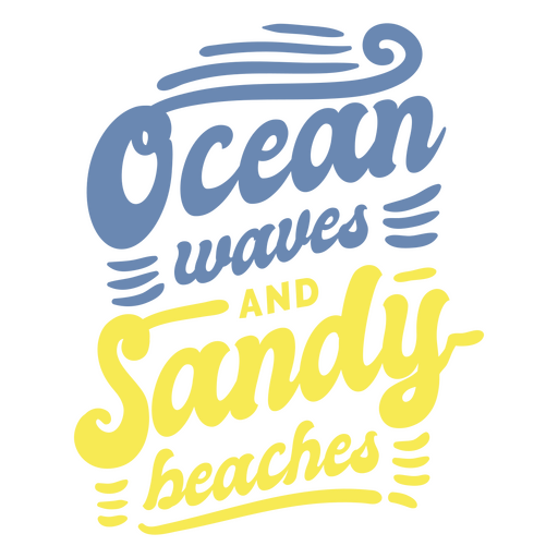 Olas del océano y playas de arena. Diseño PNG