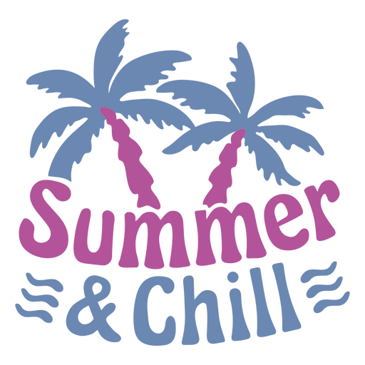 Logotipo de verano y frío con palmeras. Diseño PNG