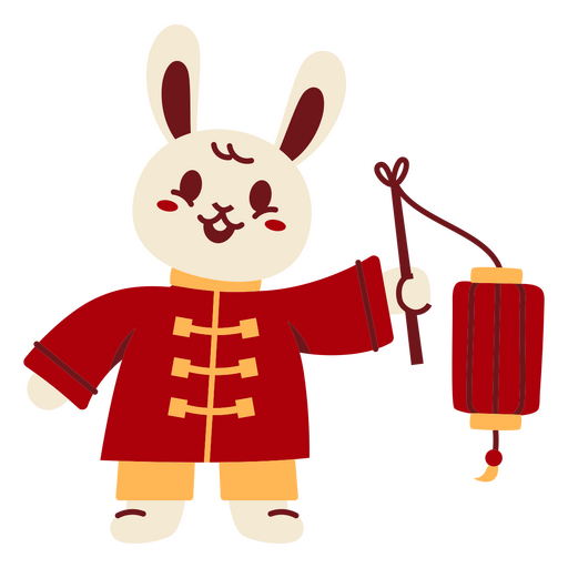 Chinese new year bunny holding a lantern PNG Design