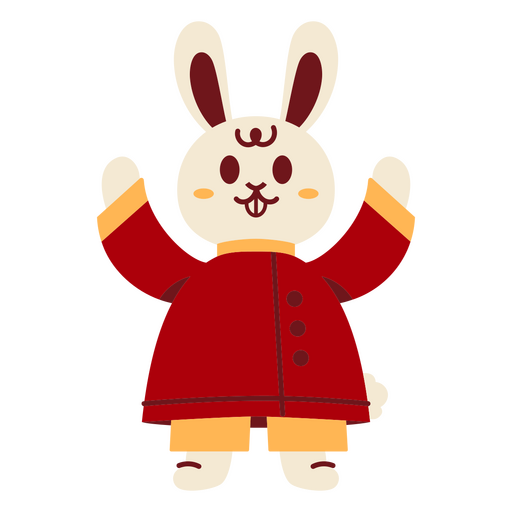 Chinese new year bunny arms up PNG Design