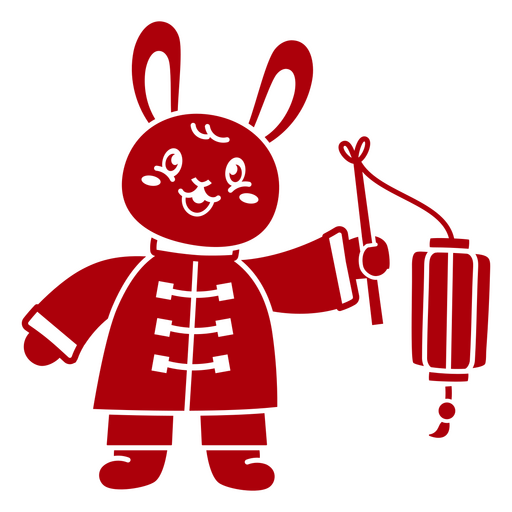 Chinese new year bunny with lantern PNG Design