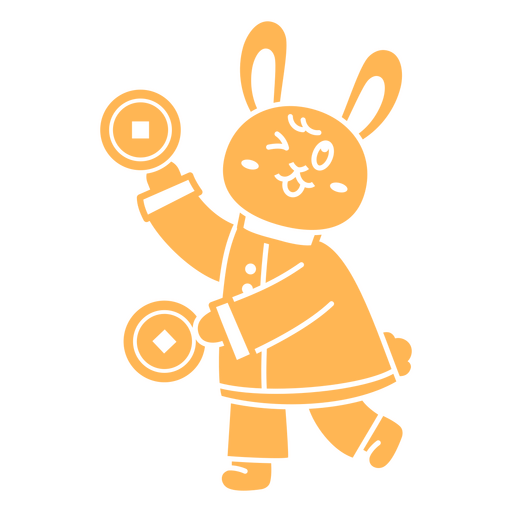 Cartoon bunny holding a pair of dice PNG Design