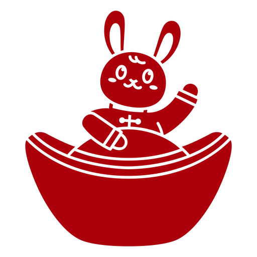 Red bunny sitting in a boat PNG Design