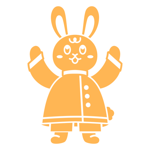 Bunny in a yellow coat with arms outstretched PNG Design