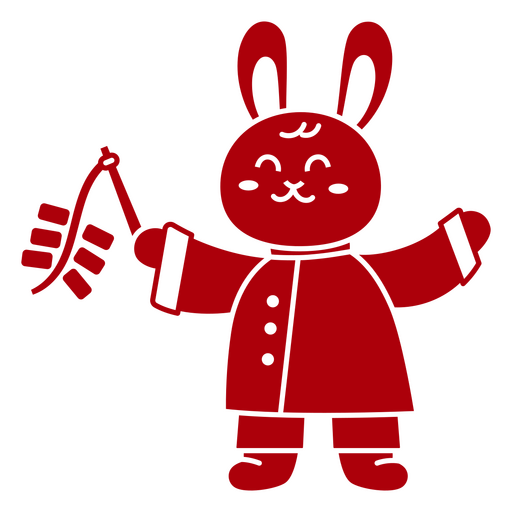 Chinese new year bunny red PNG Design