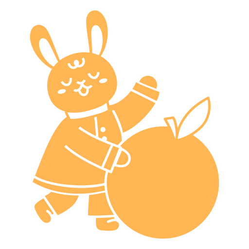 Chinese new year bunny with giant fruit PNG Design