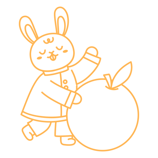 Bunny holding an apple PNG Design