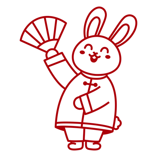 Chinese bunny holding a fan PNG Design