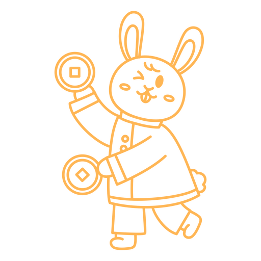 Cartoon bunny holding a ball PNG Design