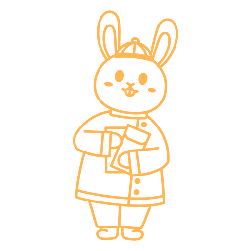 Cartoon bunny holding a book PNG Design