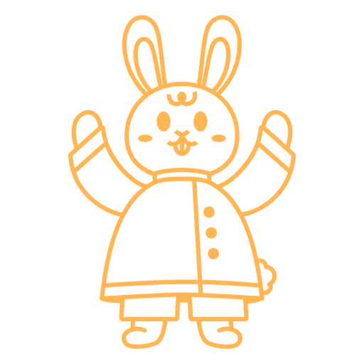 Bunny in a coat with his arms outstretched PNG Design