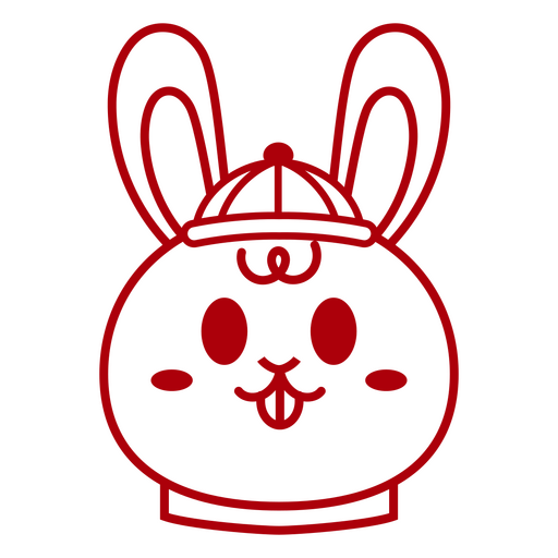 Red bunny wearing a hat PNG Design