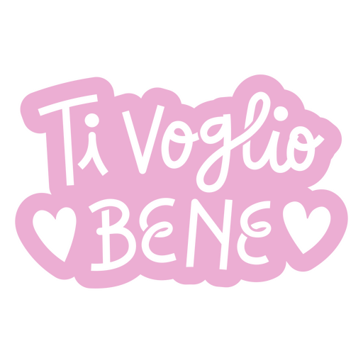 Pink sticker with the words ti voglio bene PNG Design