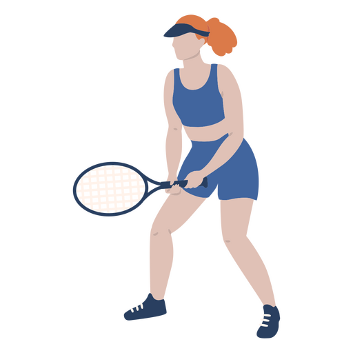Woman is playing tennis with a racquet PNG Design