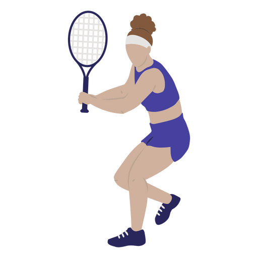 Mujer con una raqueta de tenis en las manos. Diseño PNG