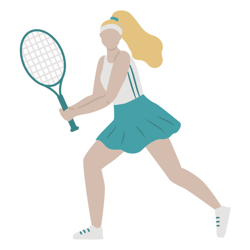 Blonde Frau spielt Tennis mit einem Schläger PNG-Design