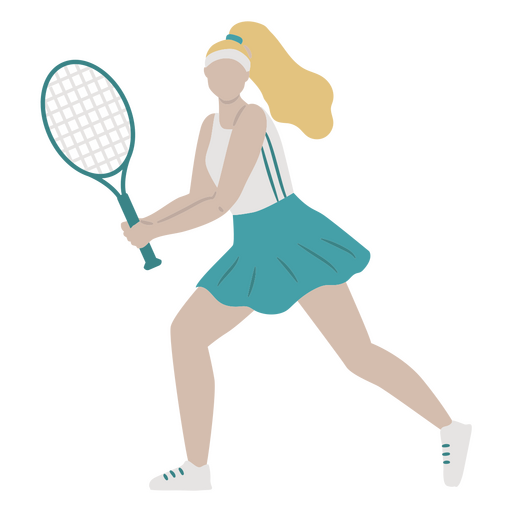 La mujer rubia est? jugando al tenis con una raqueta. Diseño PNG