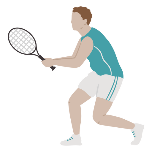 Hombre corriendo y jugando tenis con una raqueta. Diseño PNG