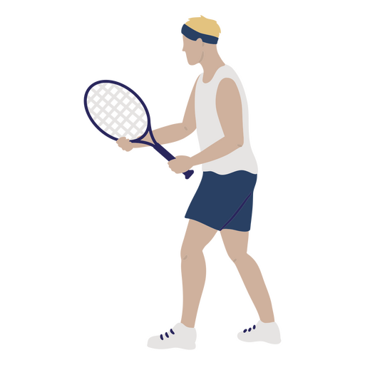 Hombre sujetando una raqueta de tenis Diseño PNG