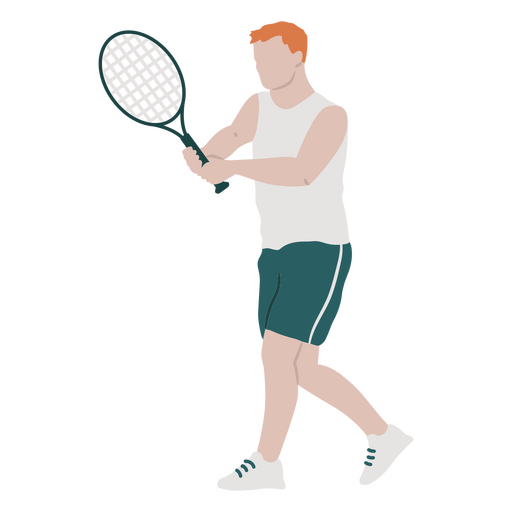 Hombre jugando tenis con una raqueta de tenis Diseño PNG
