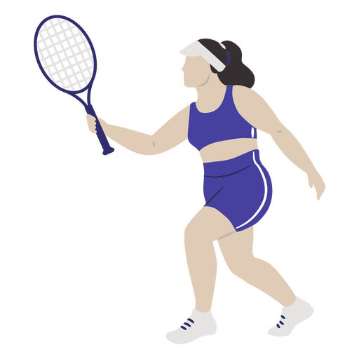 Frau spielt Tennis mit einem Schläger PNG-Design