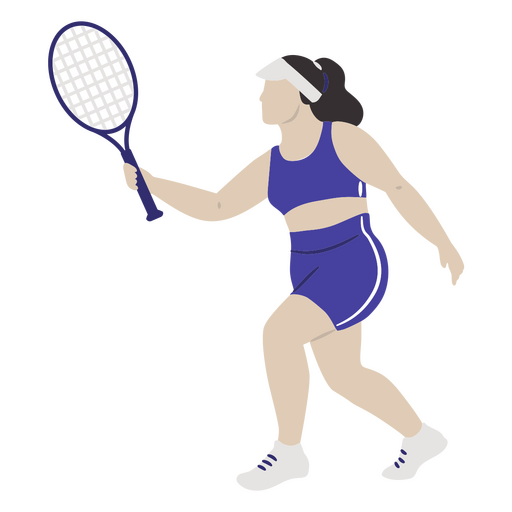 Mujer jugando tenis con raqueta Diseño PNG