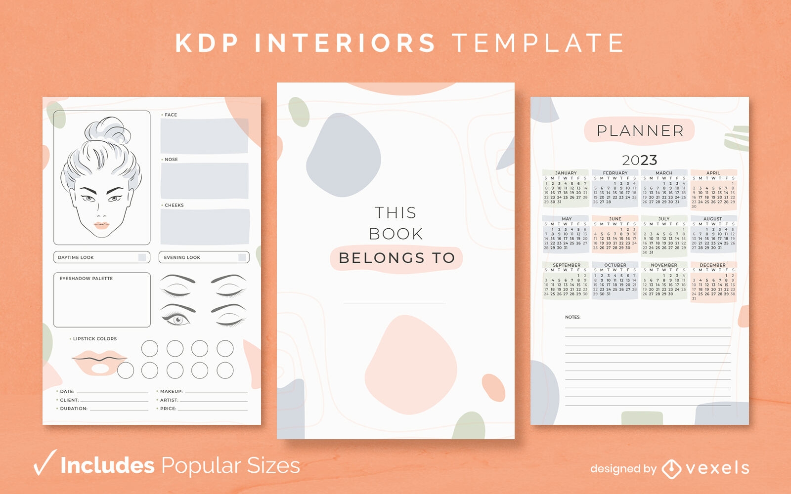 Beauty and make up diary design template KDP
