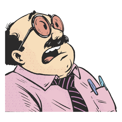 Caricatura de un hombre con gafas y corbata. Diseño PNG