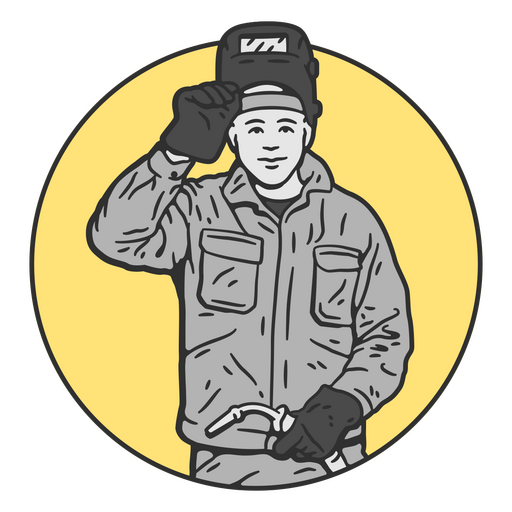 Illustration of a welder holding a welding torch PNG Design