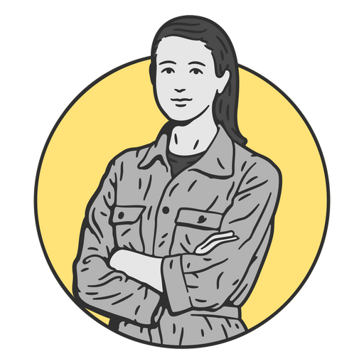 Cartoon illustration of a woman with her arms crossed PNG Design