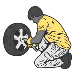 Kneeling Man Working On A Tire PNG & SVG Design For T-Shirts