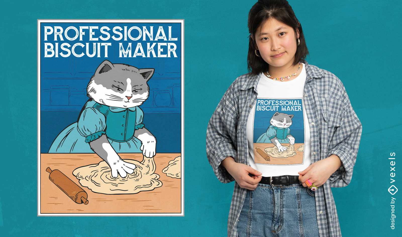 Baker cat t-shirt design